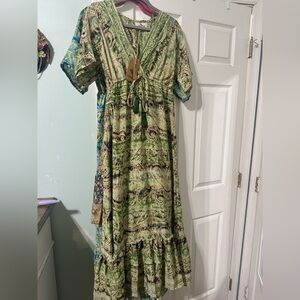 Bohemian Green Maxi Dress